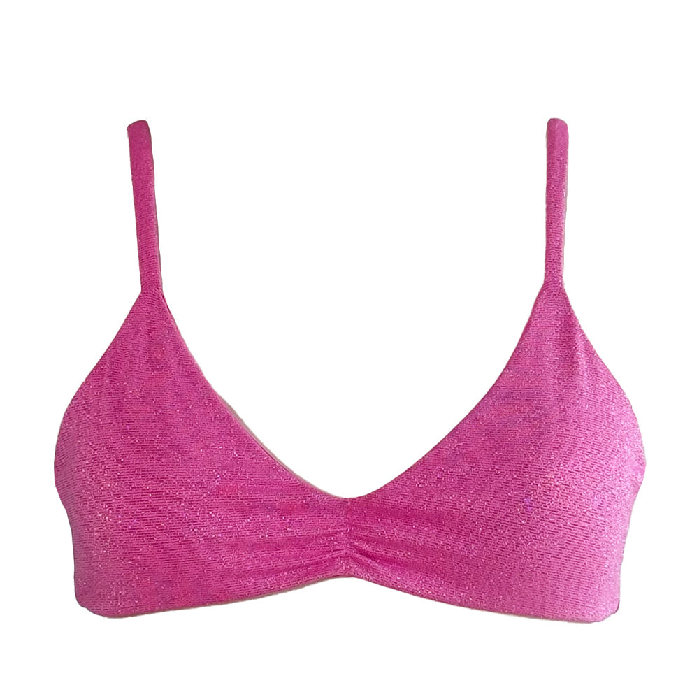 Gathered Scoop Neck Bikini Top