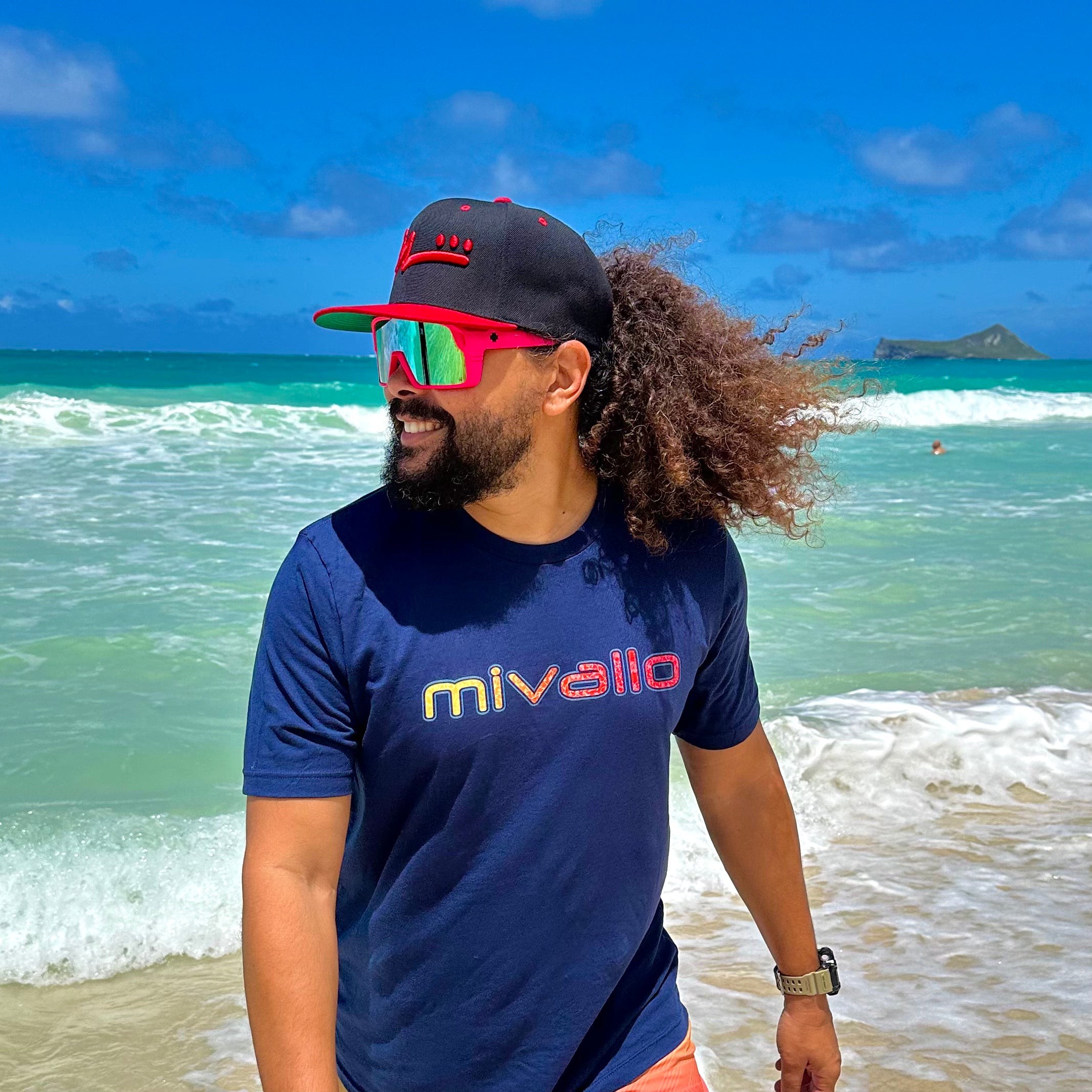 M Logo Flat Bill Hat - Red/Black