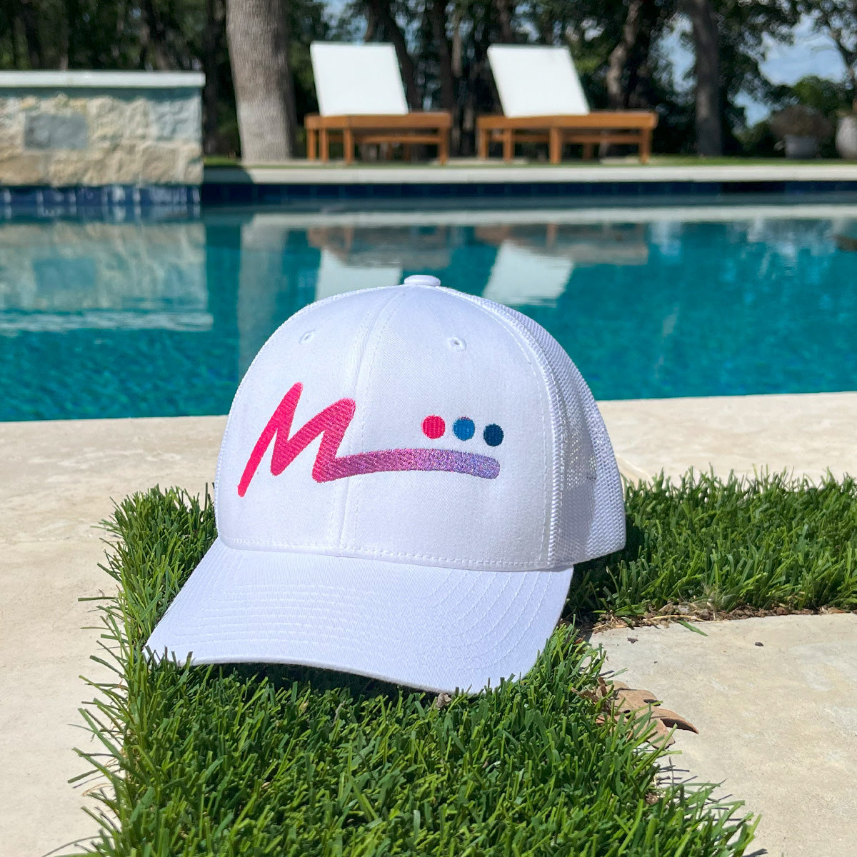 M Logo Trucker Hat - White/Pink/Purple