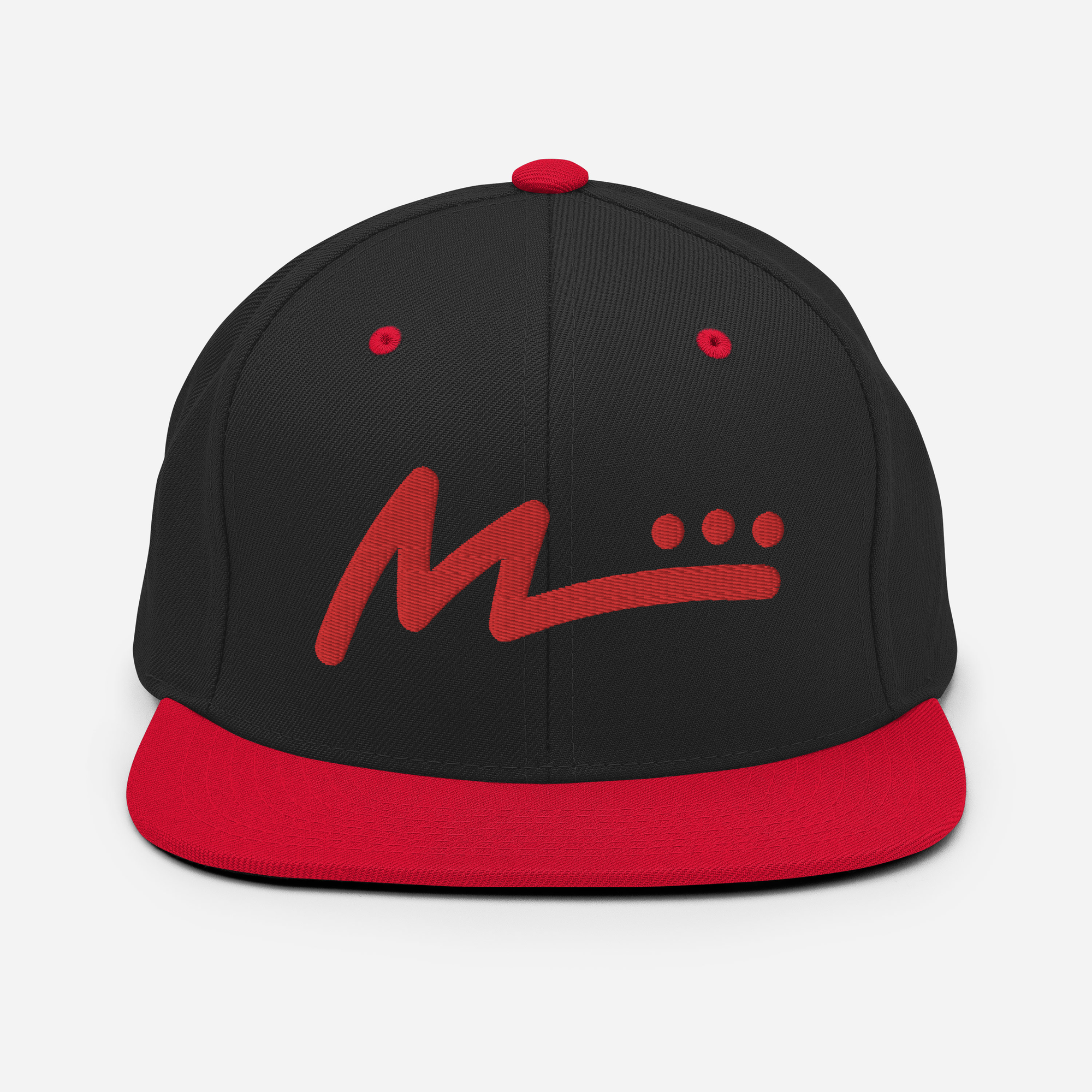 M Logo Flat Bill Hat - Red/Black