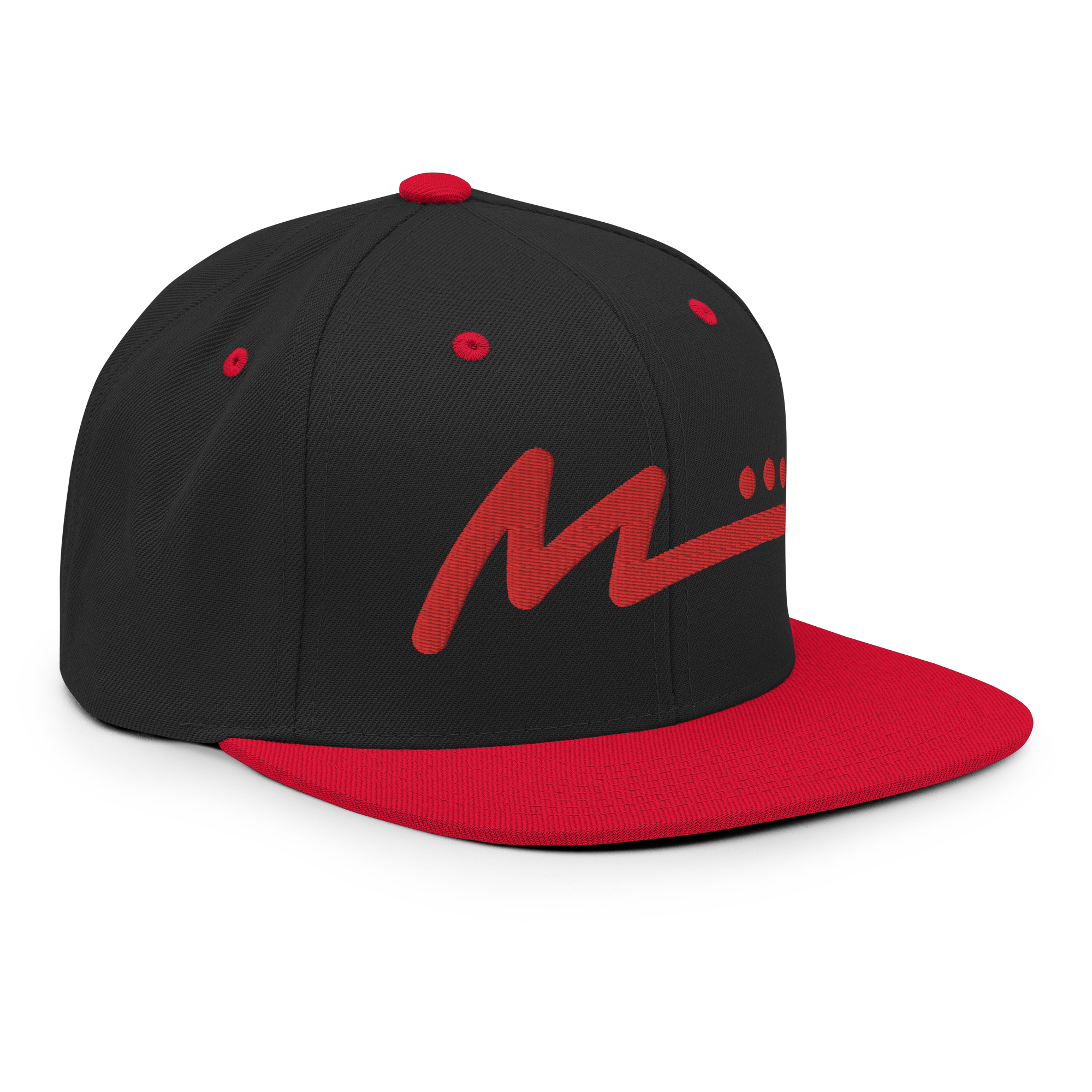 M Logo Flat Bill Hat - Red/Black