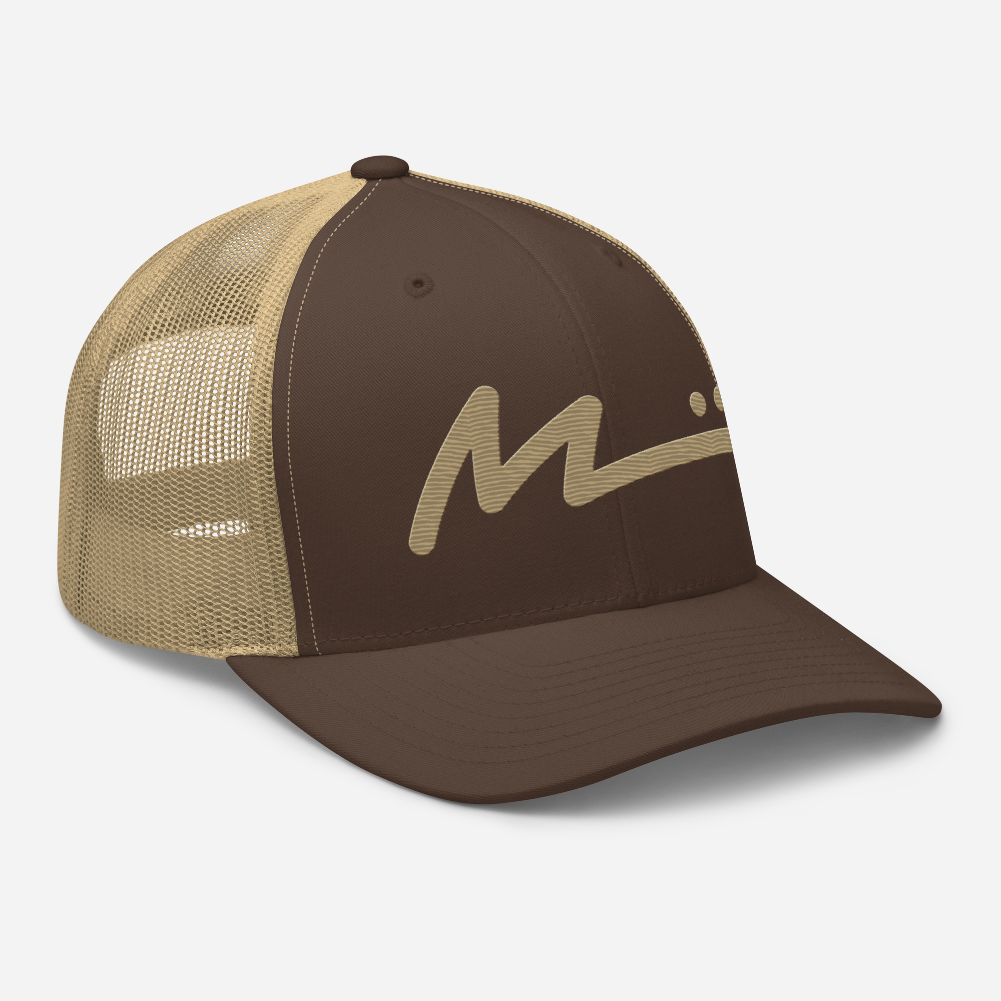 M Logo Trucker Hat - Brown/Natural
